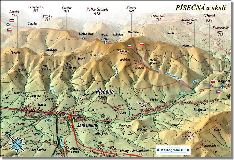 Mapa Pisecna
